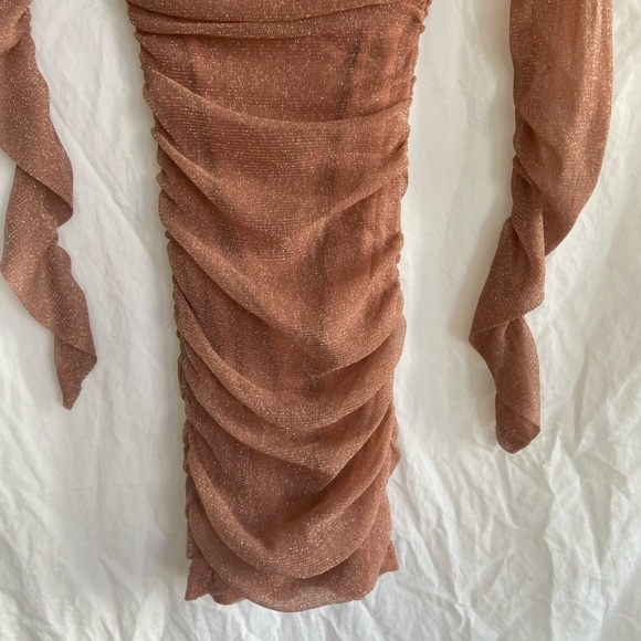 PRIVY long sleeve glitter mini dress in dusty mauve Size Small - Picture 7 of 16